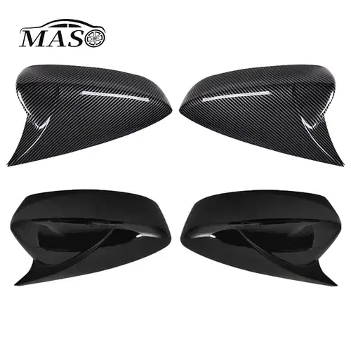 2 uds negro brillante/fibra de carbono puerta lateral del coche cubierta de espejo retrovisor pegatina embellecedora para Mazda 3 Axela 2020 2021 2022