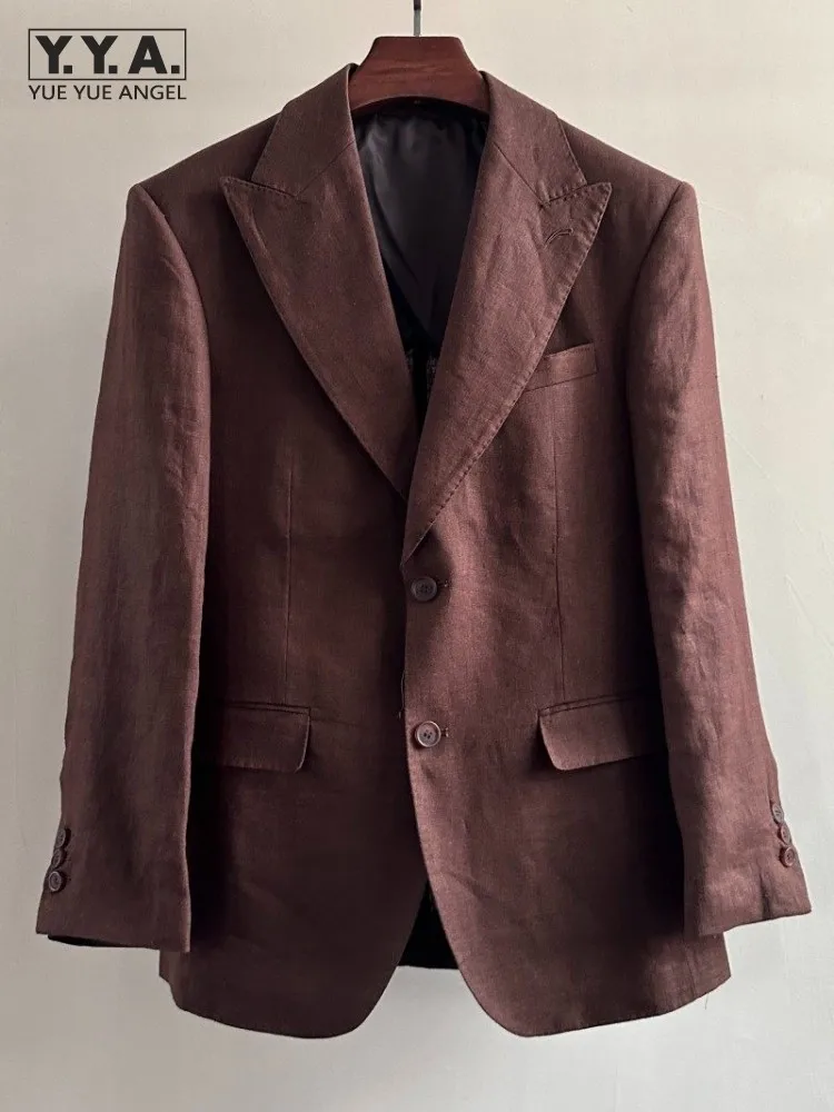 

Male Spring Summer Loose Fit Breathable Blazers Outwear Thin Linen Blazer Jacket Single Breasted Business Casual Work Suit Coat