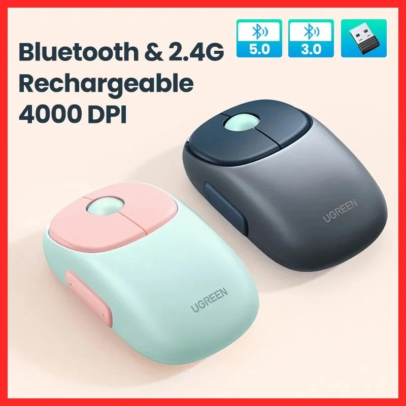 Simpatico Mouse Wireless Bluetooth 5.0 + 2.4G Mouse ricaricabile 4000 DPI ricarica Mouse Bluetooth per iPad Tablet Laptop Office