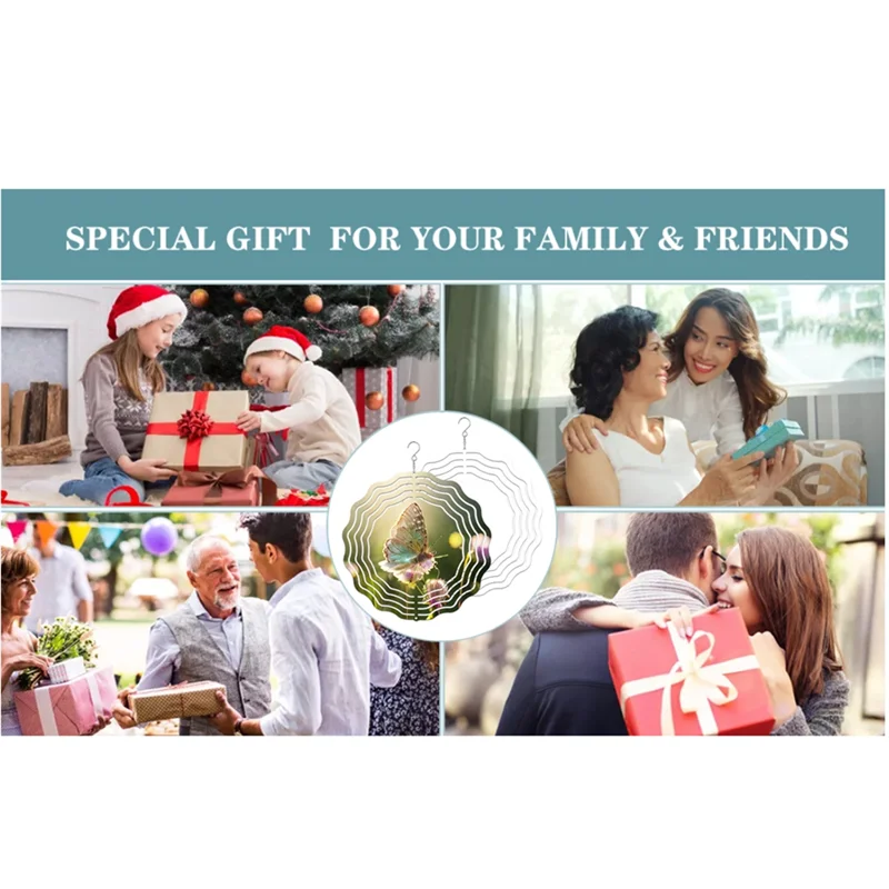 

ABGU 8 Inch 3D Wind Spinner Hanging Sublimation Wind Spinners for Garden Indoor Outdoor Window Decor Patio Deck Displays