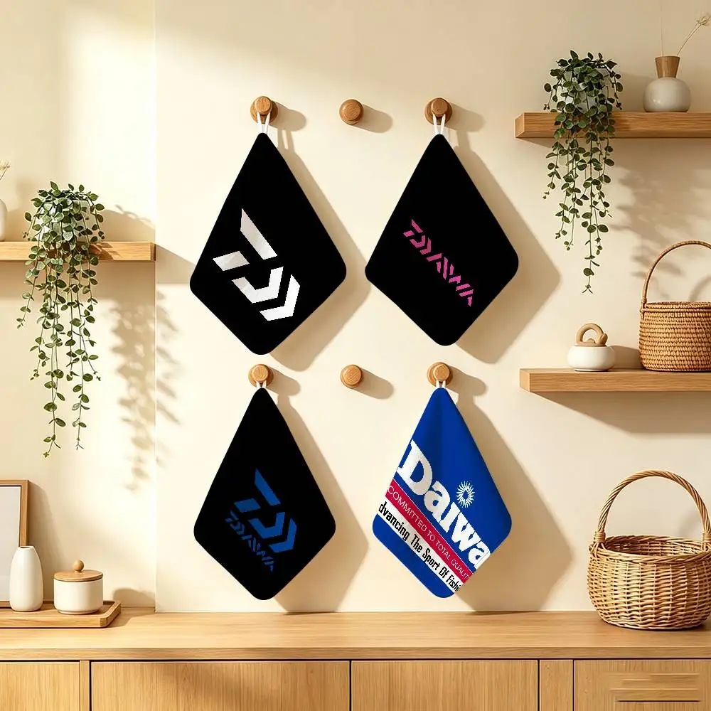 D-DaiwaS Fishing Logo Anime  Polyester Cotton Hanging Kitchen Towel Skin Friendly Hand Wiping Towel For Hotel Cafe Household