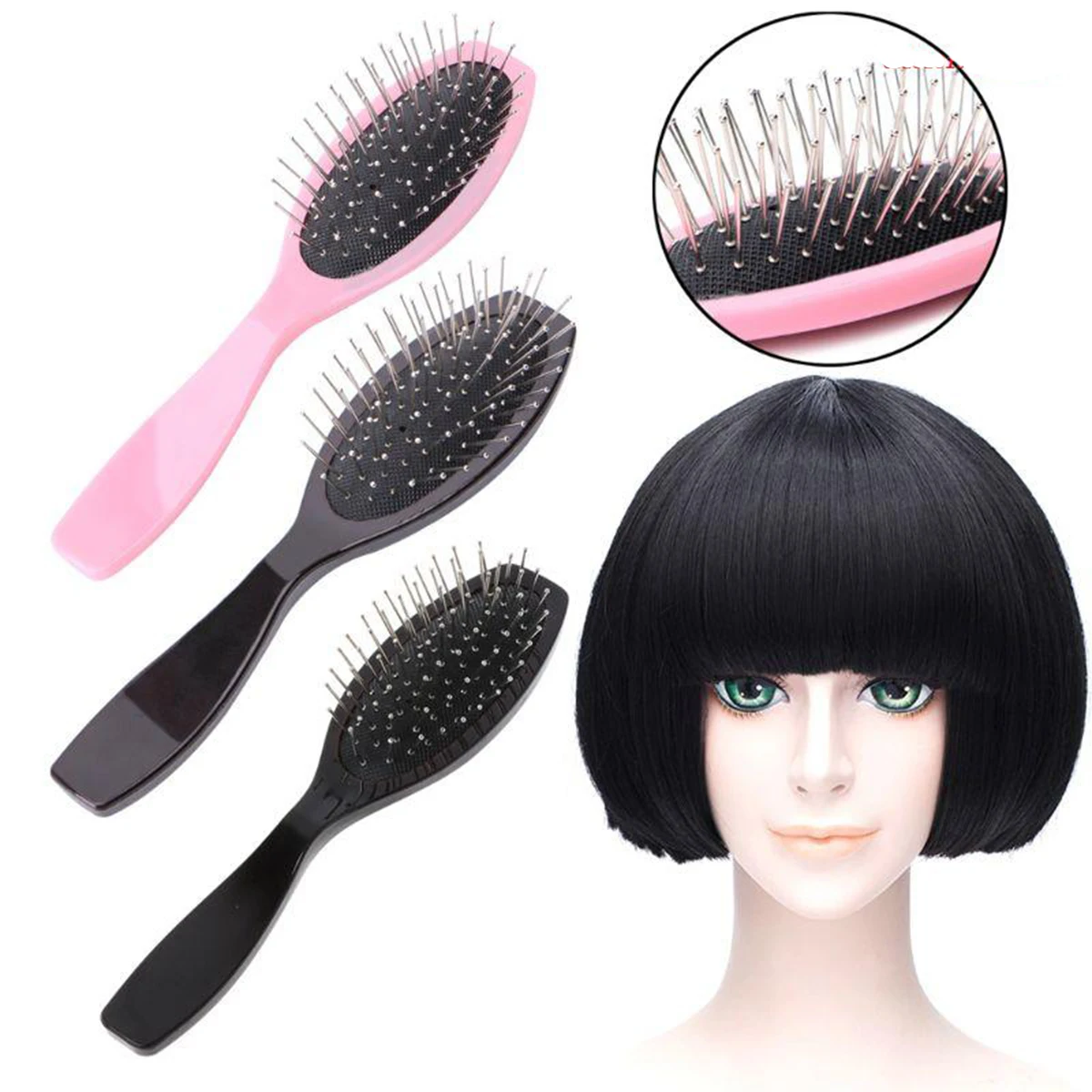 Durable Professional Anti Skid Anti Static Steel Comb Brush For Wig Hair Extensions Training Head For Women