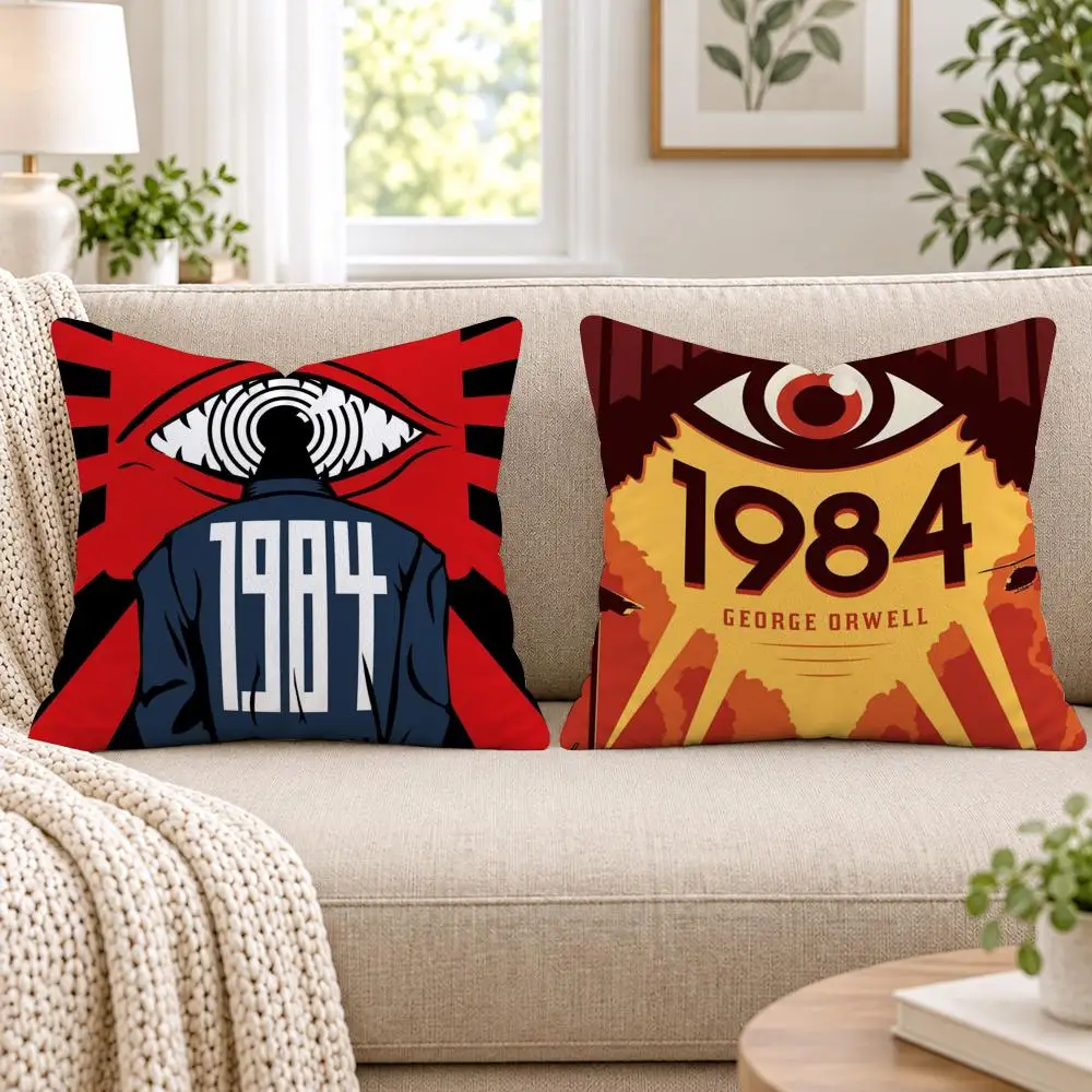 N-Nineteen E-Fighty-Four Cushion Cover Short Plush Double-Sided Printing Sofa Bedroom Living Room Throw Pillow Cover Home Decor