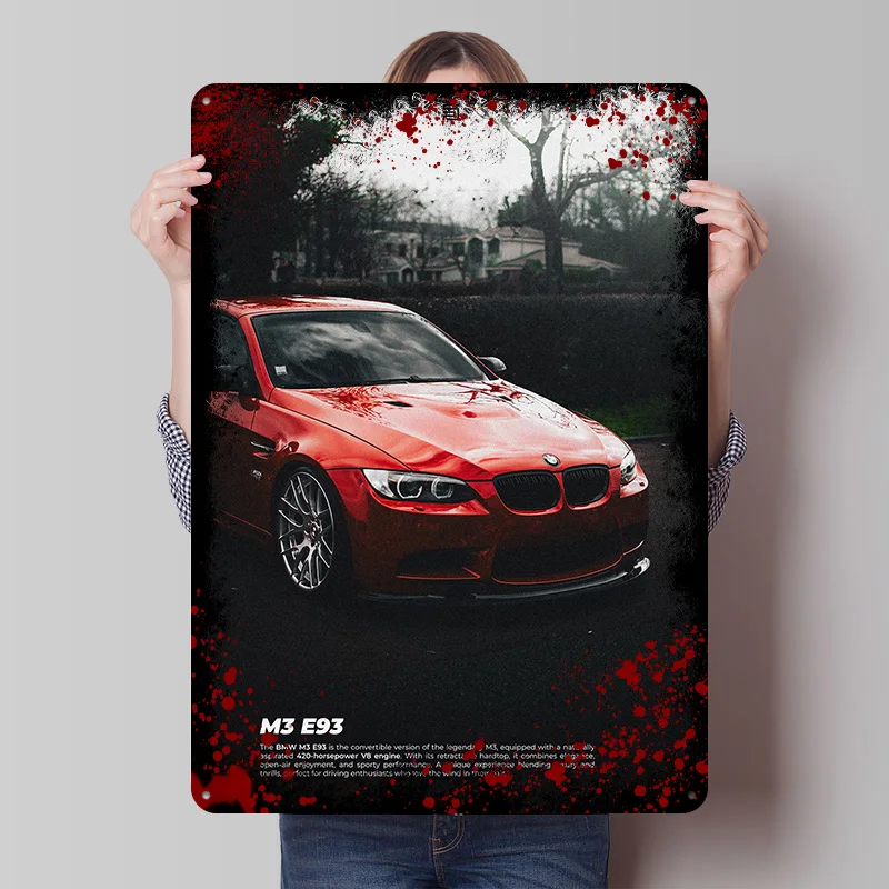 Sports M3 E93 Convertible Car Poster Customized Vintage Metal Signs Wall Art Retro Tin Plaque for Modern Home Decoration Luxury