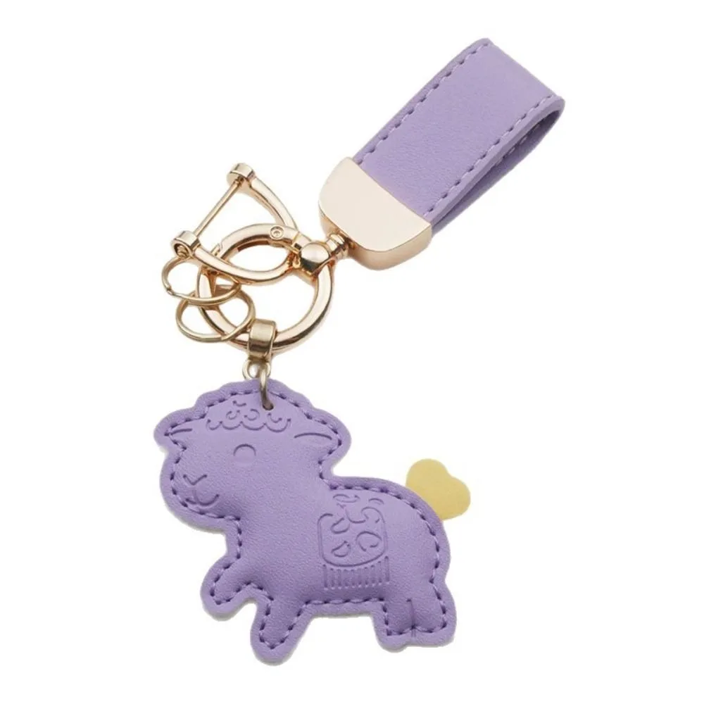 Kawaii Cartoon Pu-Lamm-Schlüsselanhänger, Leder-Zodiak-Ziegen-Anhänger, Anti-Verlust-Riemen, Ziegen-/Schaf-Taschenanhänger, Taschenhänger – Detail 11
