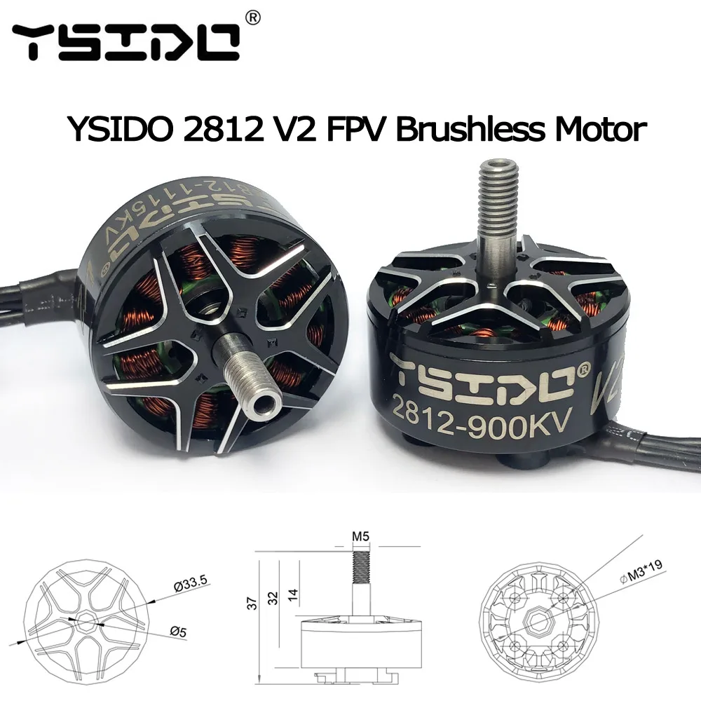 

YSIDO 2812 V2 бесщеточный двигатель 900KV/1115KV 3-6S для радиоуправляемого многовинтового самолета 7 "8" 9 "FPV с длинным радиусом освещения детали для самостоятельной сборки