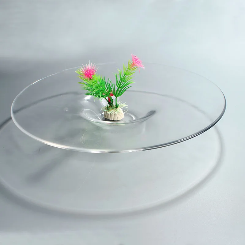 

Hotel restaurant creative glass tableware transparent straw hat shallow bowl on the molecular cooking plate kitchen fruit plate