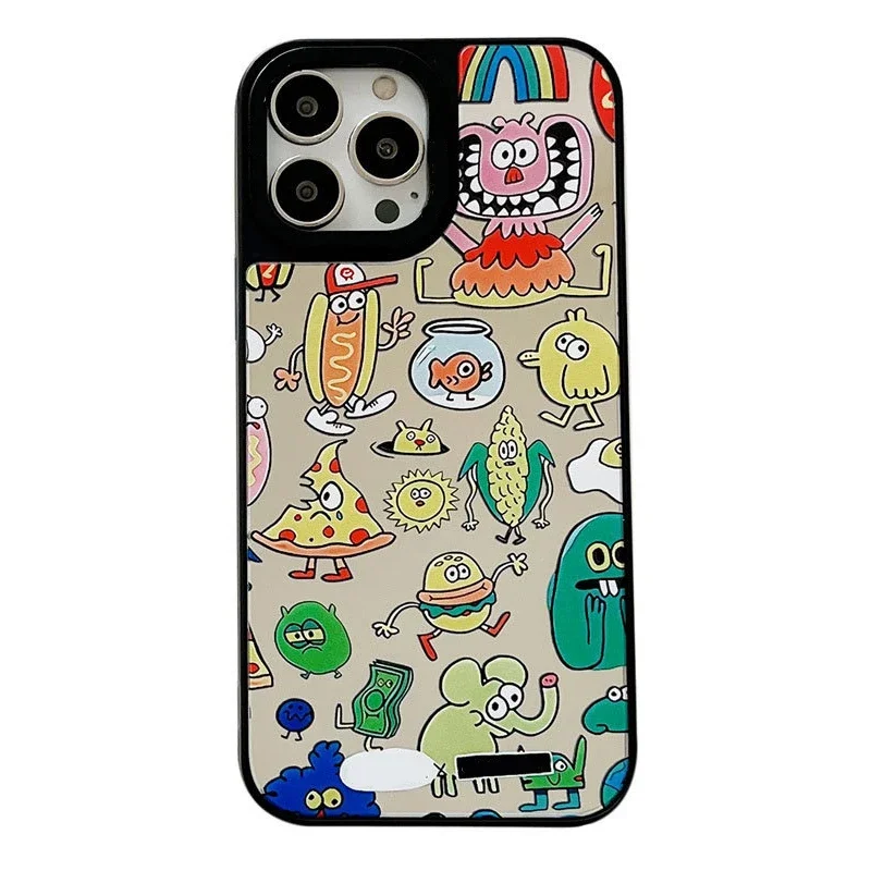

Mirror Surface Graffiti Monster Phone Case Cover for IPhone 14 13 12 11 15 Pro Max Case for IPhone 14 Pro Max