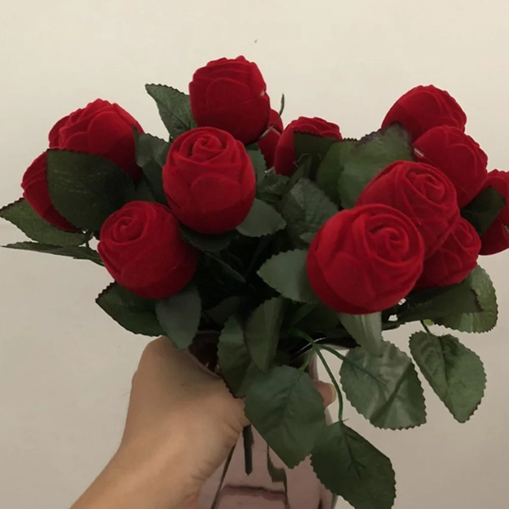 

5 шт., коробка для колец в форме розы, креативный реалистичный футляр для ювелирных изделий, предложение, коробка для обручальных колец на день Святого Валентина, футляр для ювелирных изделий