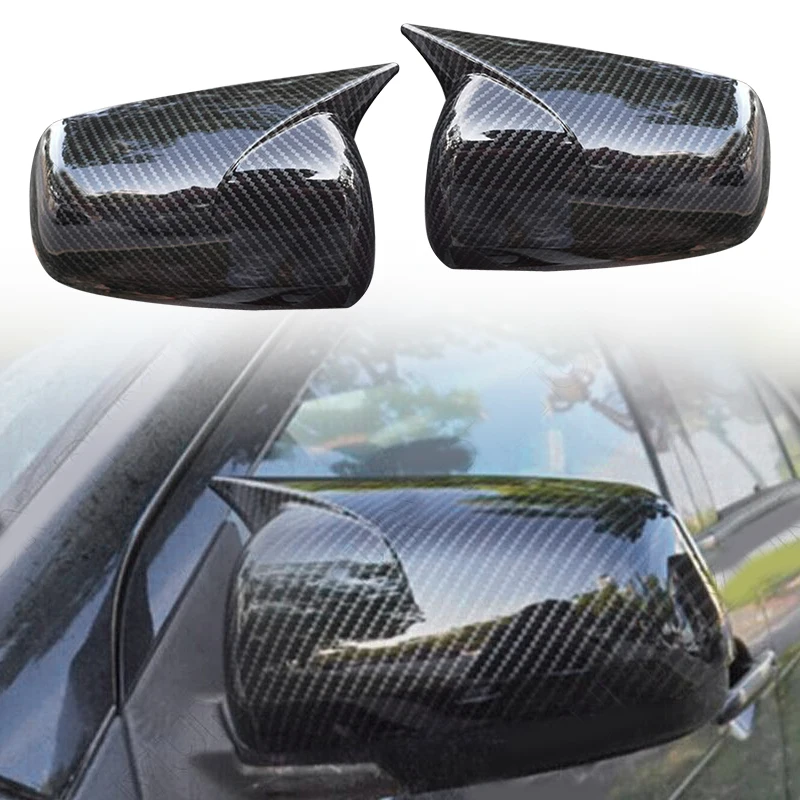 

1 Pair Ox Horn Side Rearview Mirror Cover Cap Carbon Fiber Grain Plastic Fit for Mitsubishi Lancer EVO 2008 2009 2010 2011 2012