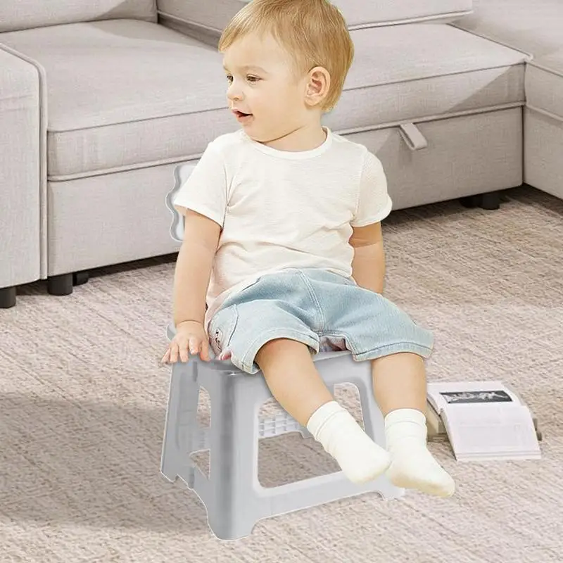 Foldable Step Stool Cartoon Folding Step Stool With Back Support Thickened Seat Furniture Home Shoe Changing Chair For Home