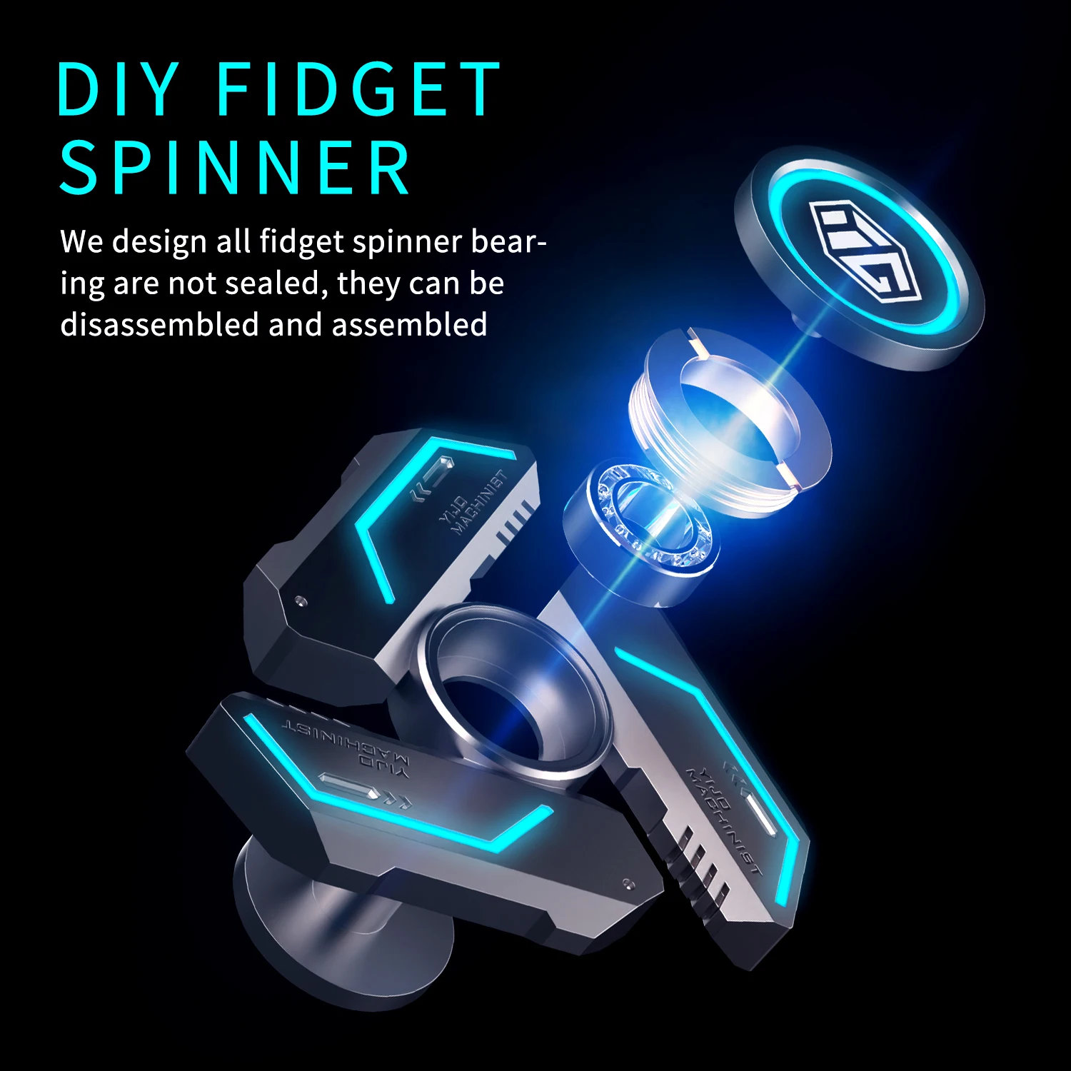 YIJOO-Spinner antiestrés de aleación, giroscopio de mano EDC con luz luminosa, juguete antiestrés, rodamiento silencioso, regalo para adultos y niños