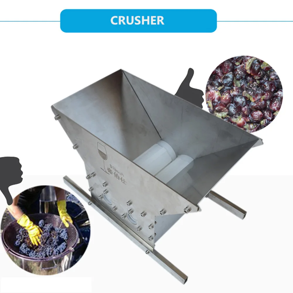 Electric Grape Crusher Stainless Steel Double Wheels Grape Mulberry Blueberry Strawberry Crusher Manual Brewing Equipment