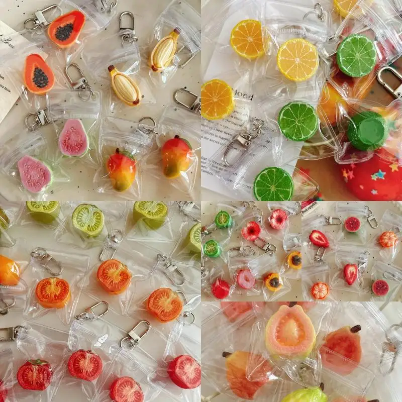 1 Stück Simulations-Schlüsselanhänger mit Guave, Banane, Papaya und Mango, Taschenanhänger, kreativer Rucksackanhänger und kleines Geschenk – Detail 7