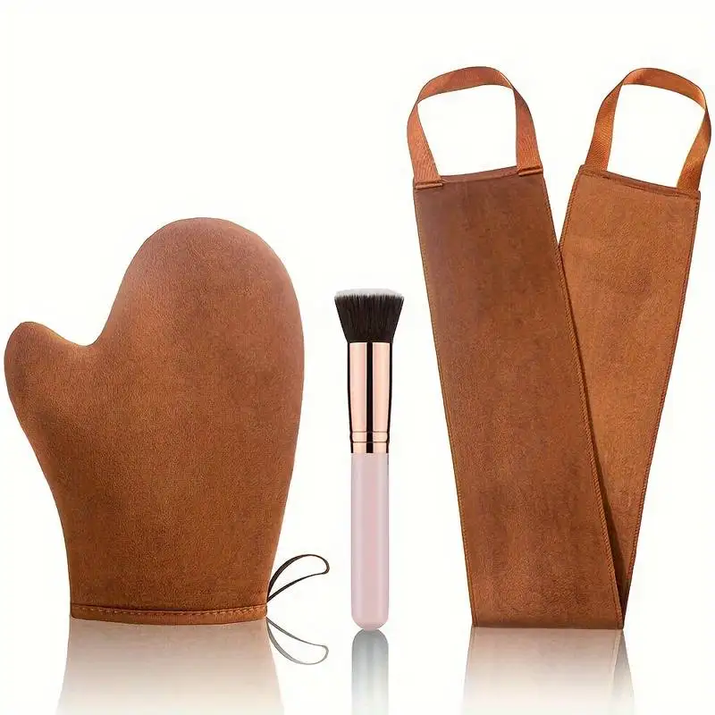 3-In-1 Self Tanning Mitt Glove Reusable Body Face Bath Cleaning Tools Back Tan Applicator Exfoliating Tan Removal Mitt