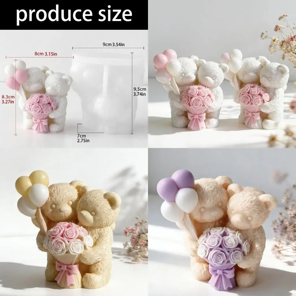 

Подробная силиконовая форма для воздушного медведя с резьбой для изготовления свечей и мыла повышает художественную ценность