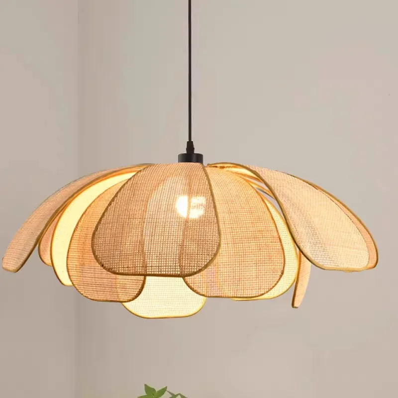 Weave Chandelier For Living Dining Room Bedroom Homestay Medieval Creative Art Petal Decoration Pendant Lamp