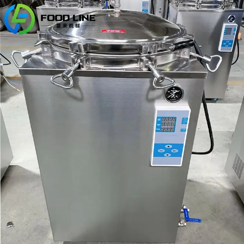 Semi Automatic Vertical Pressure Steam Sterilizer Commercial Food Grade Equipment for Processing