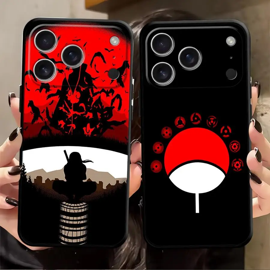 Funda de Anime Akatsuki Uchiha Itachi para iPhone XR 13 12 11 17 Pro Max 15 16 14 Plus 17Air XS Max 7 8 funda de teléfono suave negra