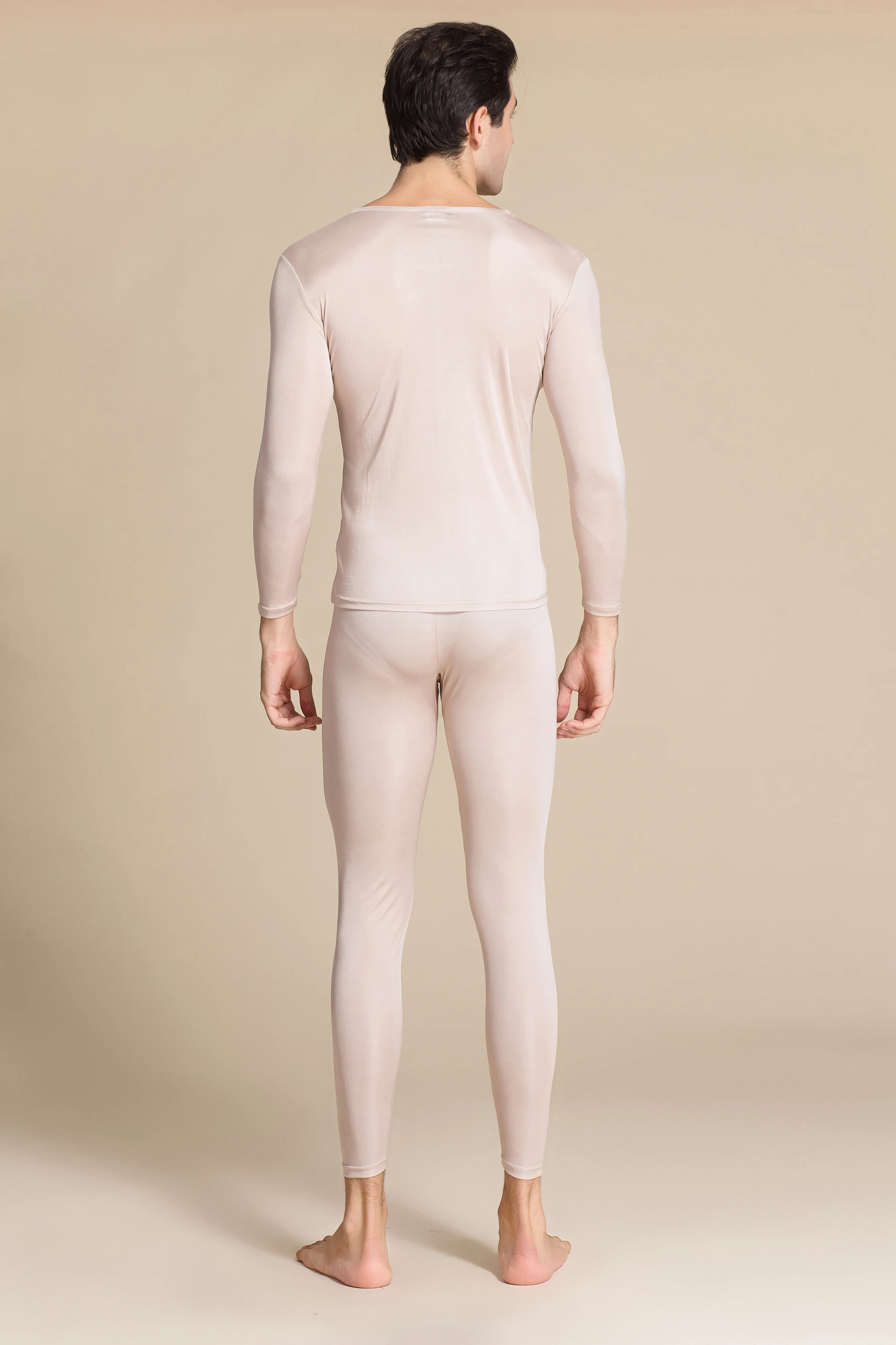 ملابس داخلية حريرية طويلة للرجال من حرير التوت طقم ملابس داخلية حرارية علوية وسفلية/طبقة أساسية #2