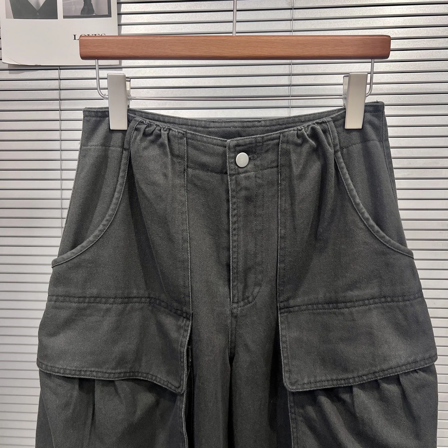 Loose Fit Shorts Casual High Waist Socialite Style with No Stretch Cargo Pocket Casual Style Sweet Autumn Retro Women Shorts