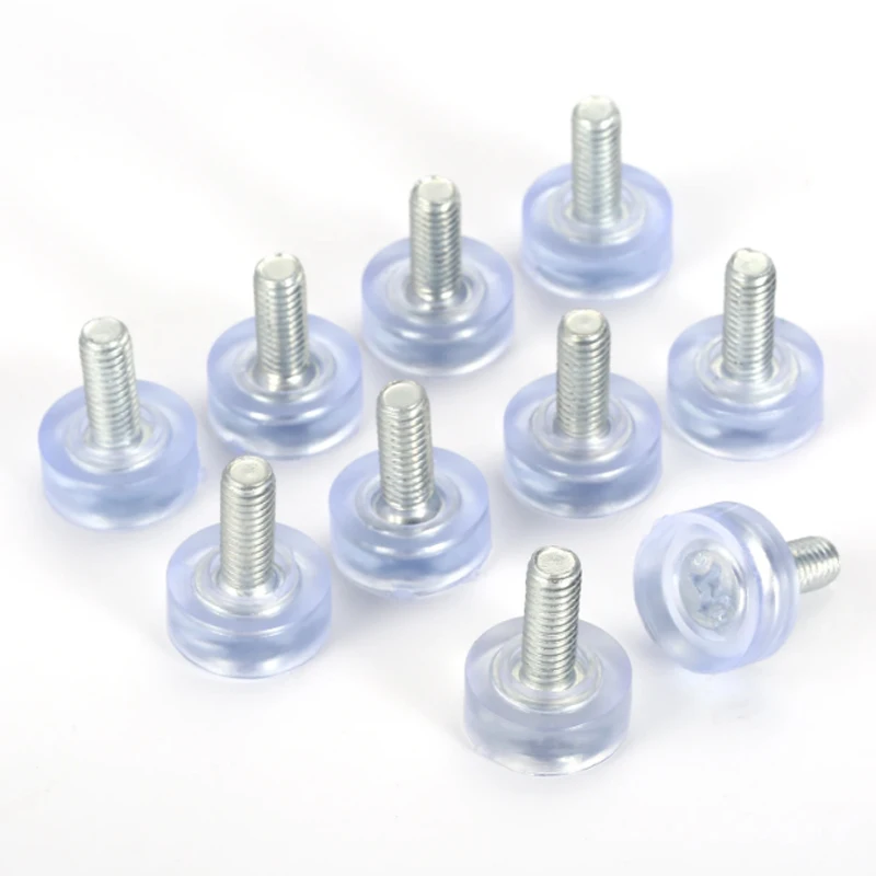 2/5/10/20Pcs Transparent M6 M8 Screw In Anti-slip Foot Pad Furniture Glide Levelling Feet Adjustable Leveler Pads