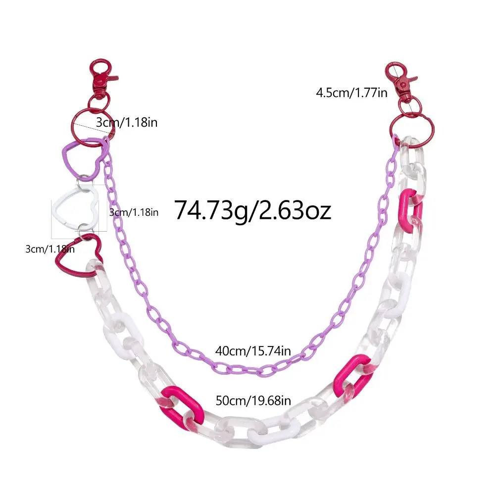 Модная подвеска в стиле панк-рок, цепочка для брюк, большое кольцо, хип-хоп, поясная цепочка для ключей Y2K, радужная смоляная цепочка для брюк, поясные цепочки для мужчин и женщин