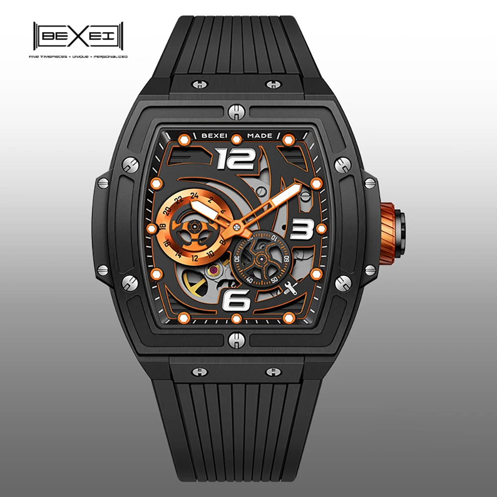 BEXEI 9139 Barrel shaped Automatic mechanical Citizen movement men watches 42 Hours Power Synthetic sapphire Waterproof watch