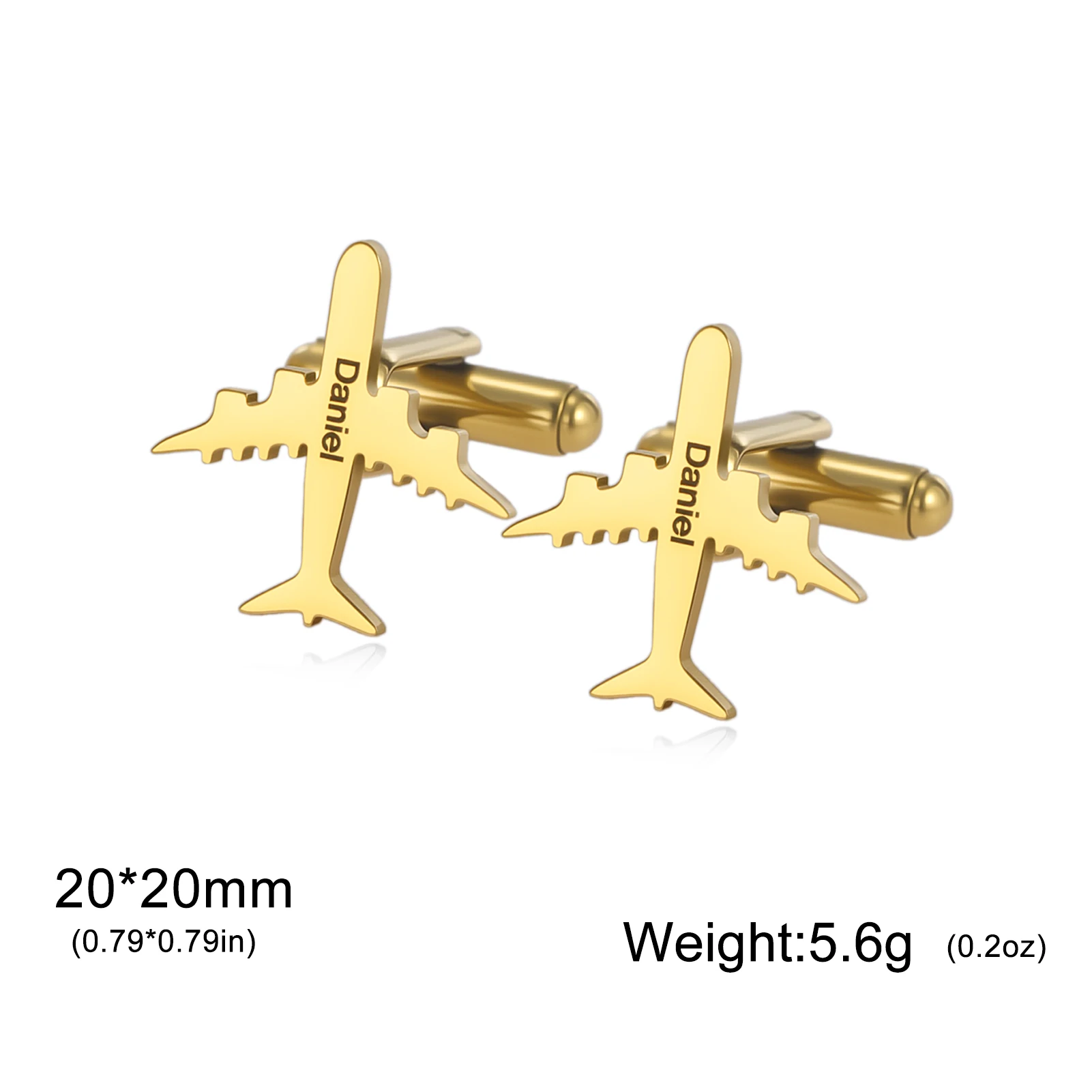 Cazador Custom Name Plane Cufflinks for Men Stainless Steel Pilot Gift Aviation Personalized Engraving Cufflinks for Suit 2025