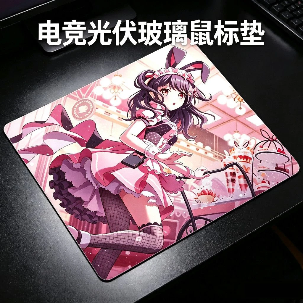 Japanese Anime Samurai Girl Y2K Glass Mouse Pad Large Custom Frosted Surface Desk Mat Tempered FPS Office Pad Gaming Accessories 4