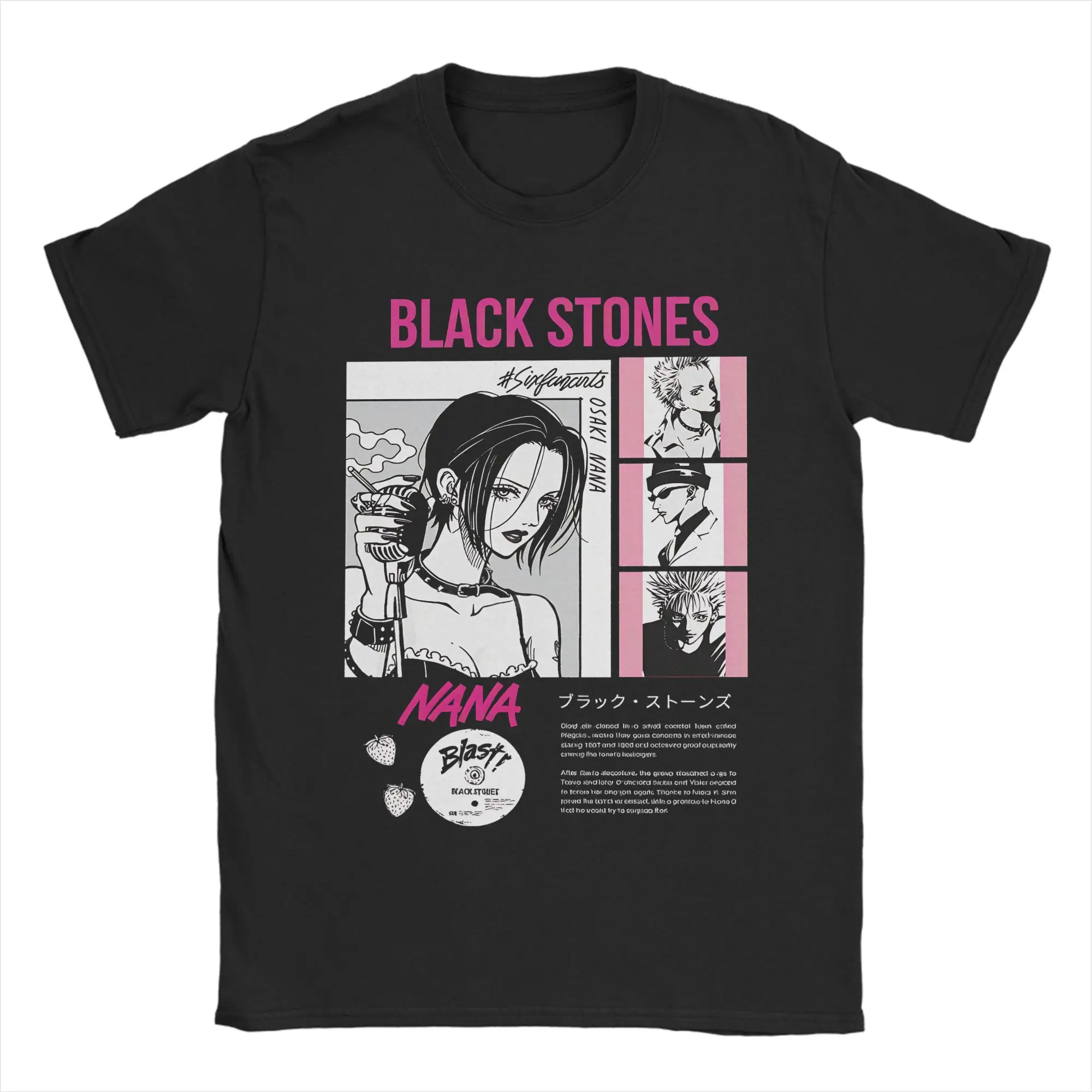 

Men Women NANA Anime T Shirts Black Stones Pure Cotton Clothing Awesome Short Sleeve Crewneck Tees Summer T-Shirt