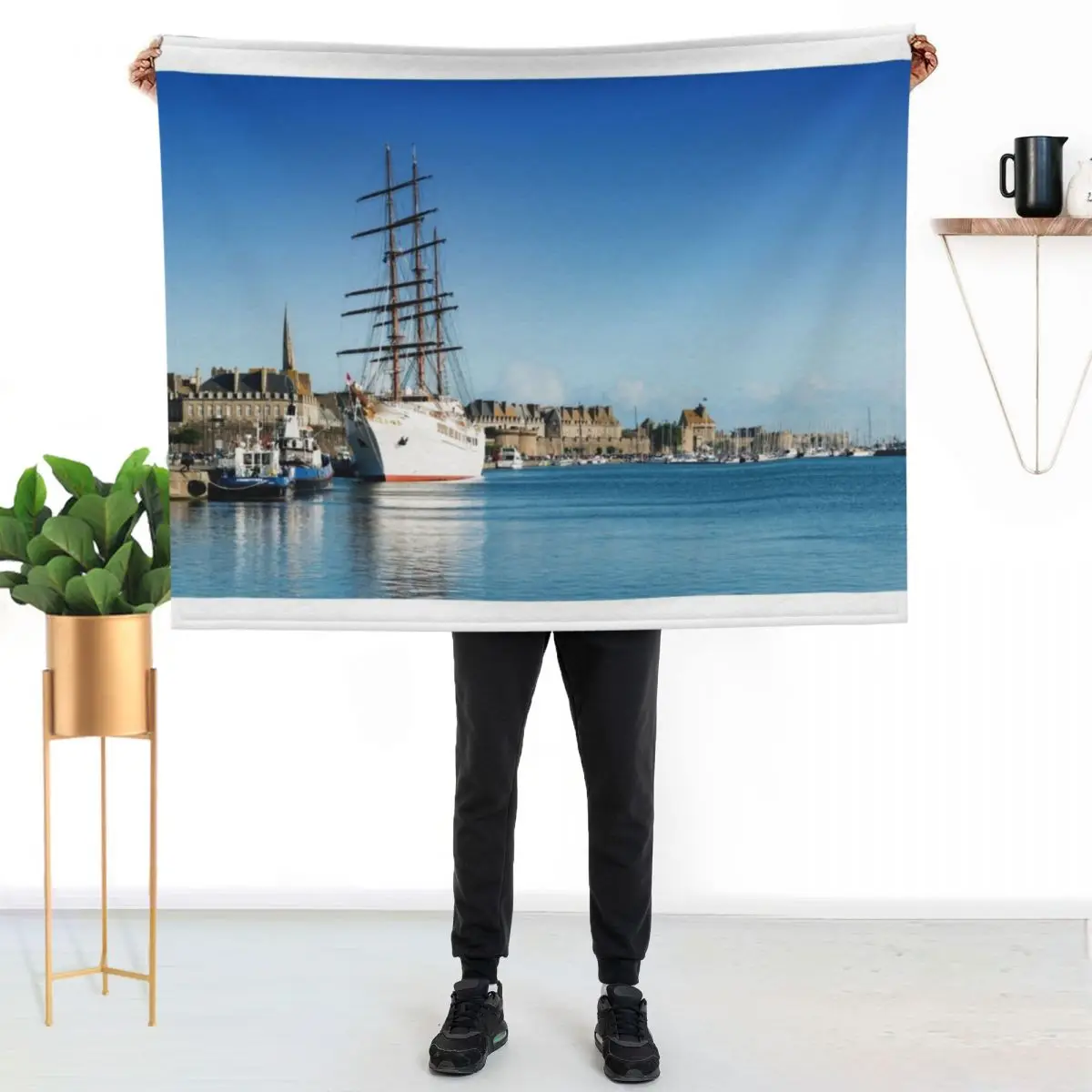 Sea Cloud II at Saint Malo Throw Blanket warm winter Decoratives Giant Sofa Luxury Designer Designers Multi-Purpose Blankets
