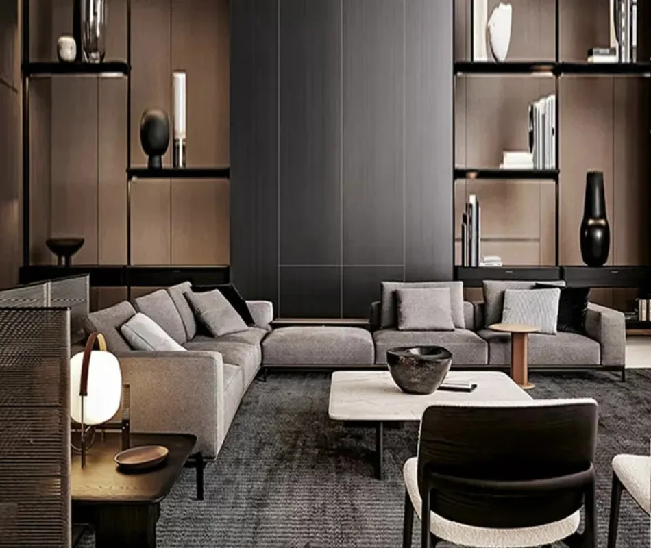 Luxury Living Room Sofa Set Modern Furniture with Headboard Design and Ottoman for Home Decoration
