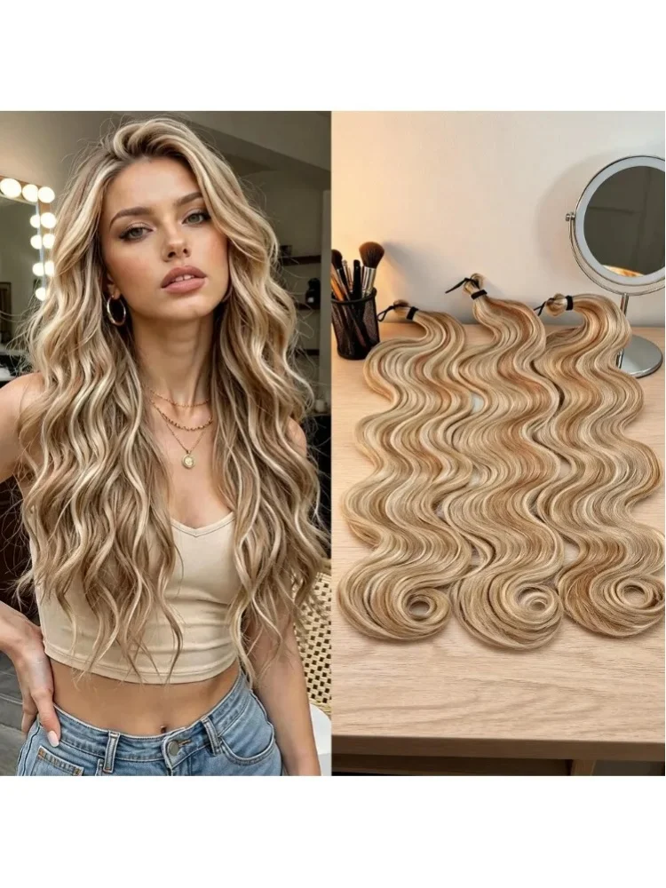 26" 300g Body Wave Crochet Haar Ombré Grau 27/30/613 Blond 3 Stück/Set Synthetische Wellige Twist Crochet Braid Haarverlängerung