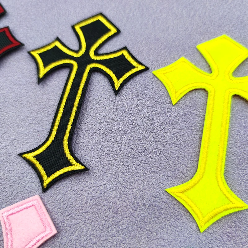 10Pcs Bible Colored Cross Emblem Mixed Colors Embroidered Patches Cartoon Colorful Patches For Clothing Motif Applique