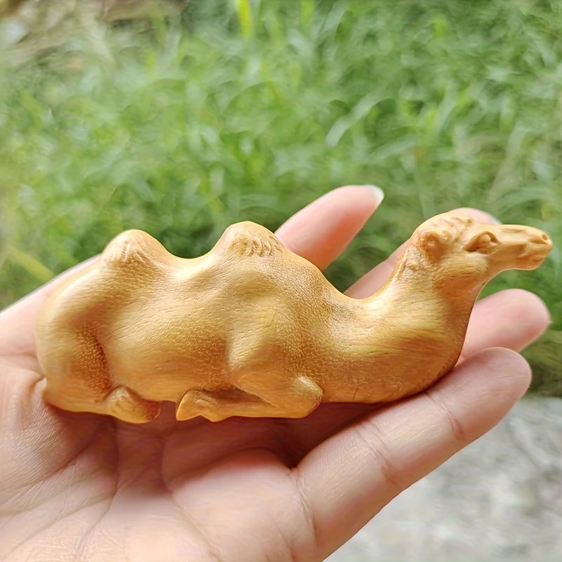 Hand-Carved Wooden Creative Camel Crafts Ornament, Suitable for Pen Holder, Small Ornaments, Tea Pet Accessories, Craft Gifts, Hand-Held Toys, New Year Gifts