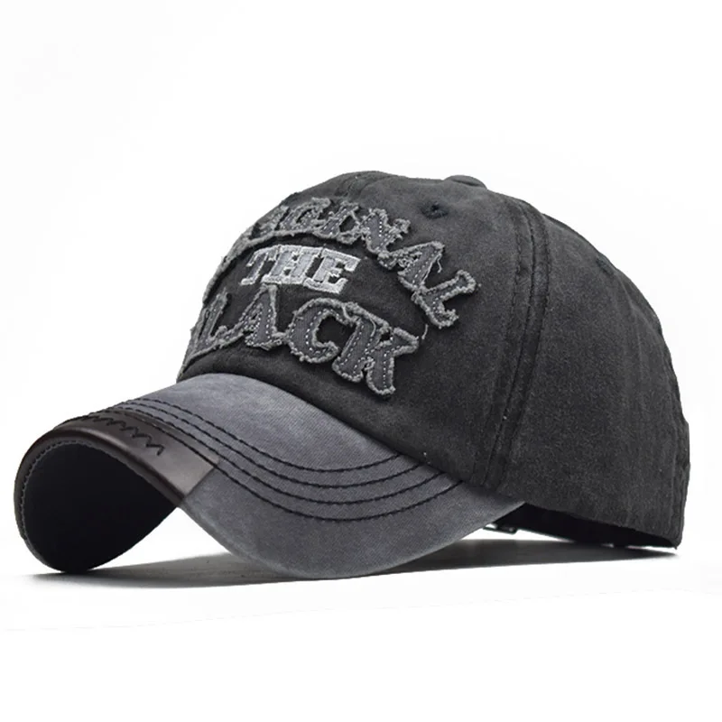 

Hat Baseball Cap Snapback Hat Embroidered Letters BLACK Denim Patchwork Vintage Washed Cotton Summer Men Outdoor