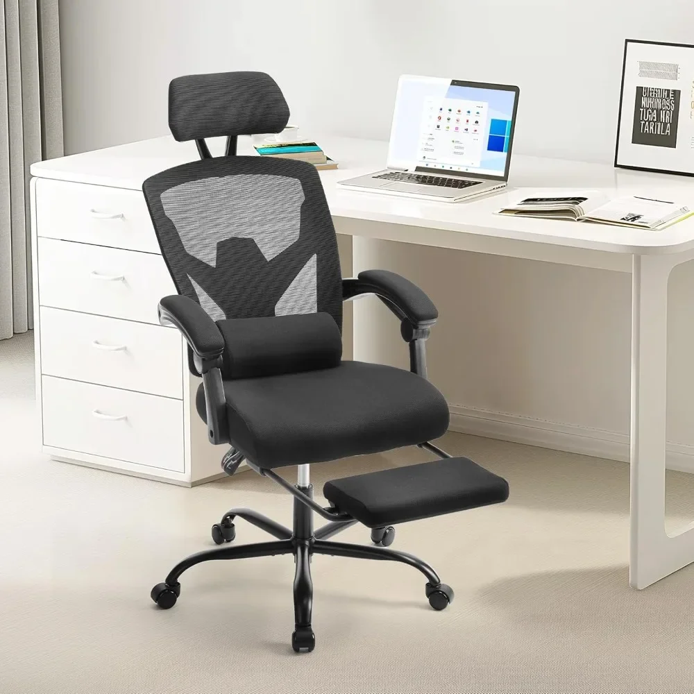 

Ergonomic High-Back Mesh Rolling Work Swivel Chairs with Wheels, Comfortable Lumbar Support, Comfy Arms for Home, Bedroom, Study