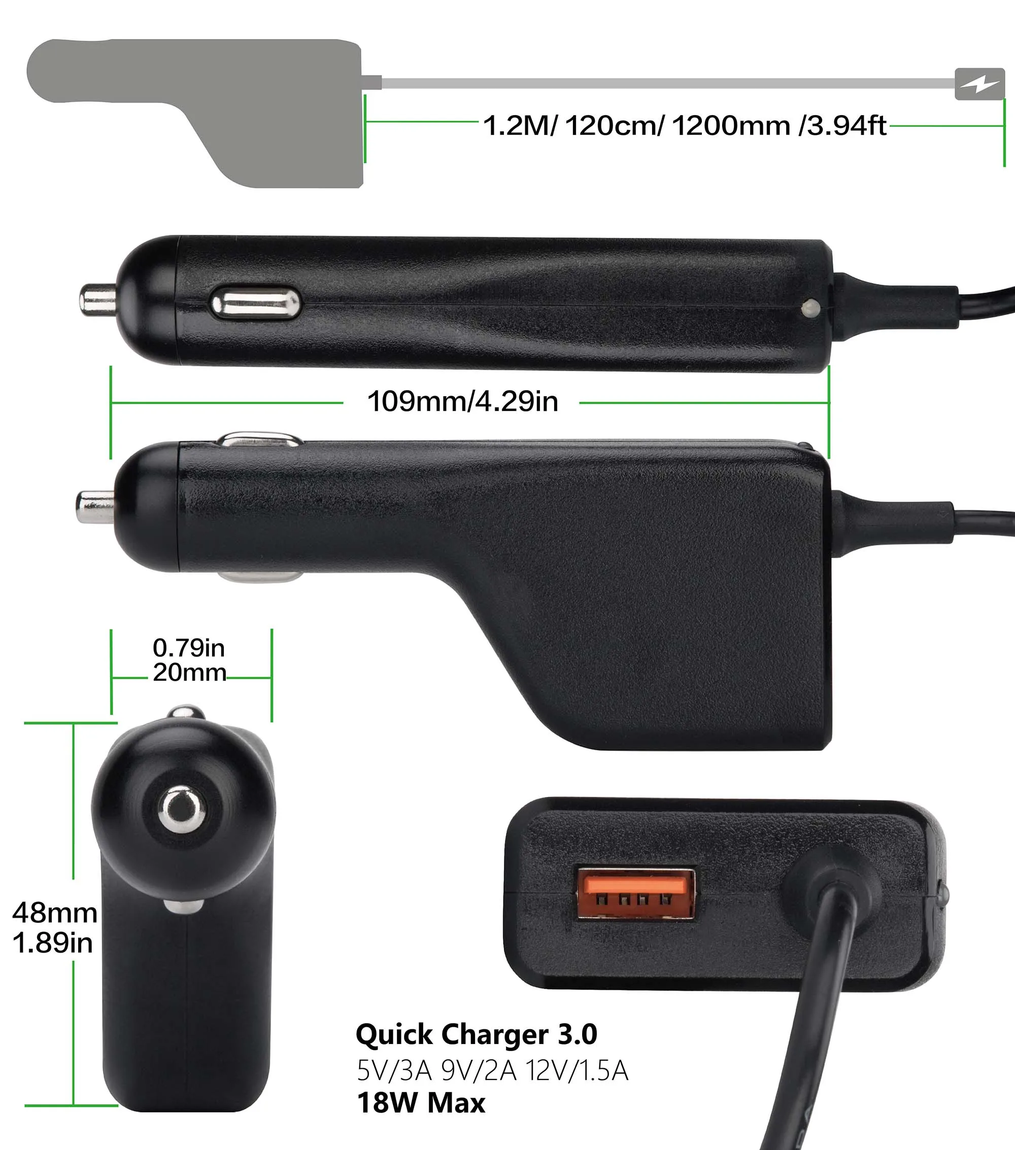 Imagem -05 - Universal Carregador de Carro Portátil com 18w Qc3.0 dc Adaptador Fonte de Alimentação 16v 18.5v 19v 19.5v 20v para hp Dell Ibm Lenovo Sony Thinkpad Samsung Asus Acer 90w