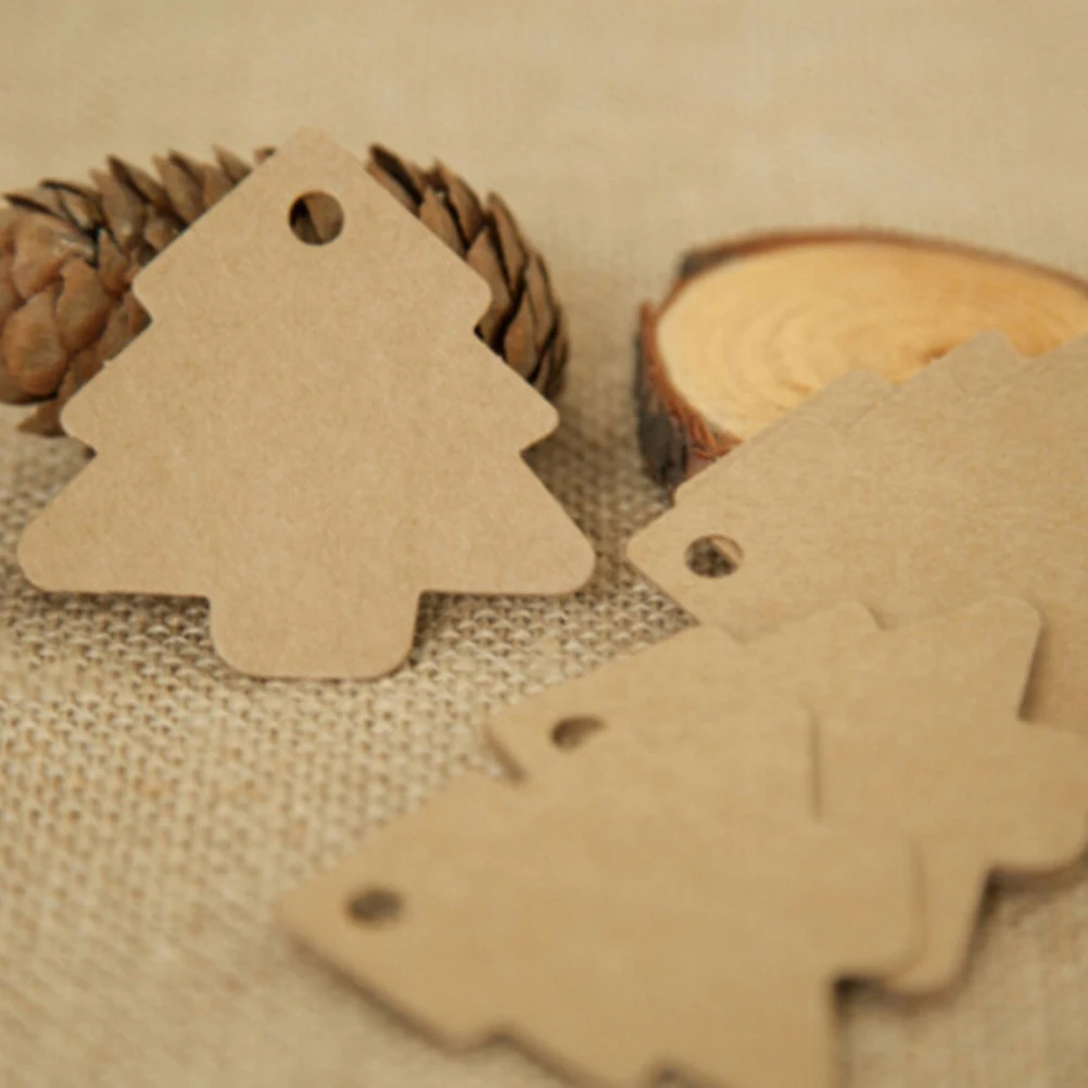 

50 Pcs Christmas Tree Hang Tag Wedding Gift Tags Vintage Blank White Labels Name Stickers