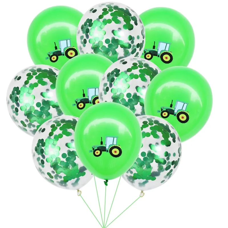 10/30Pcs Traktor Bagger Latex Ballons Für Bau Party Engineering Thema Geburtstag Dekorationen Konfetti Glitter Globos – Detail 5
