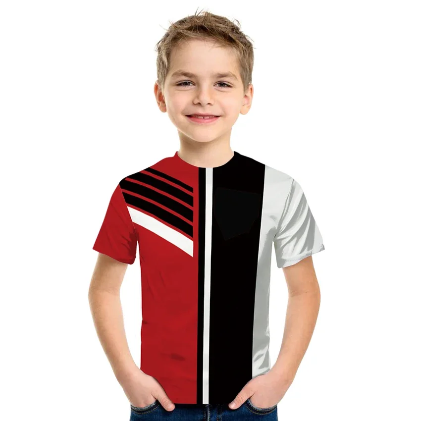 Camiseta con estampado geométrico en 3D para niño y niña, ropa deportiva informal, Tops de moda de verano