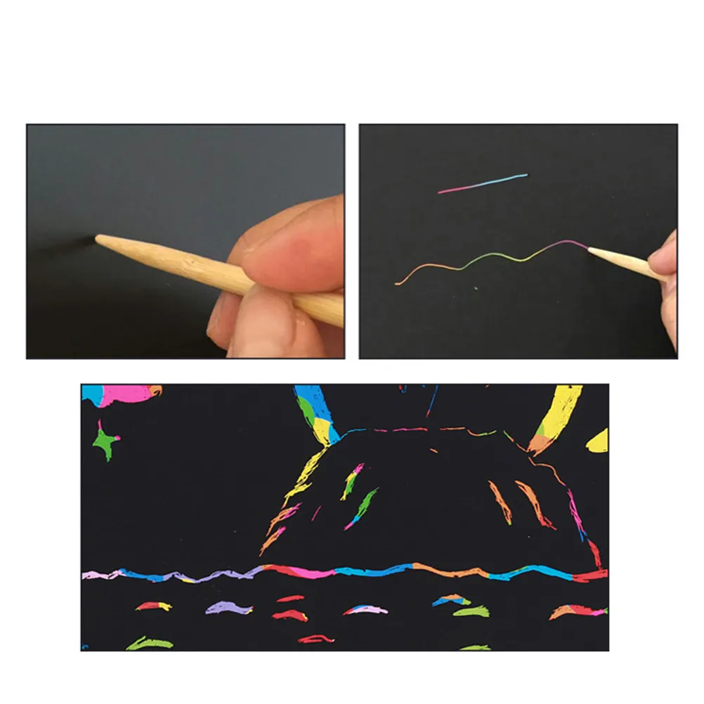 

2Pack Scratch Paper Creative DIY Graffiti Book Black Matte Rainbow Sheets Kids Drawing Art Set for Learning Imagination