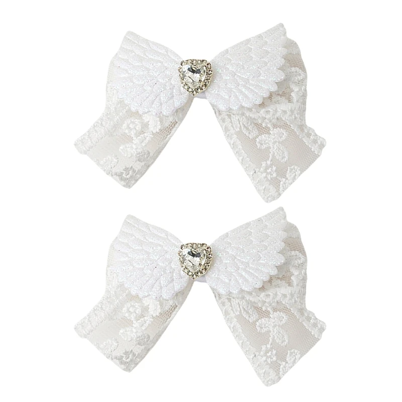 Wing Hair Clip Bows Balletcore Heart Bows Flat Clip Balletcore Hairpin Bows Elegant Hair Clip for Bunches