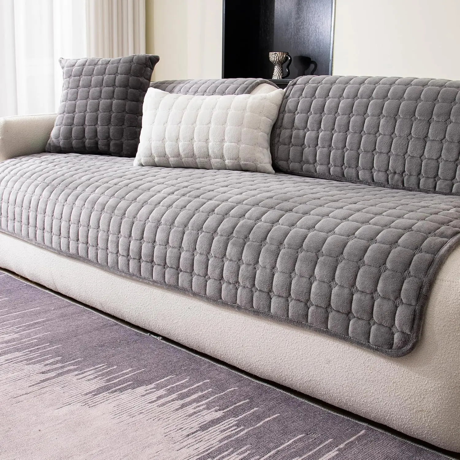 Velvet Couch Cover Sectional Sofa Cover Anti Slip Sofa Slipcovers for Cushion Couch Sofa L Shaped Recliner Furniture Protector