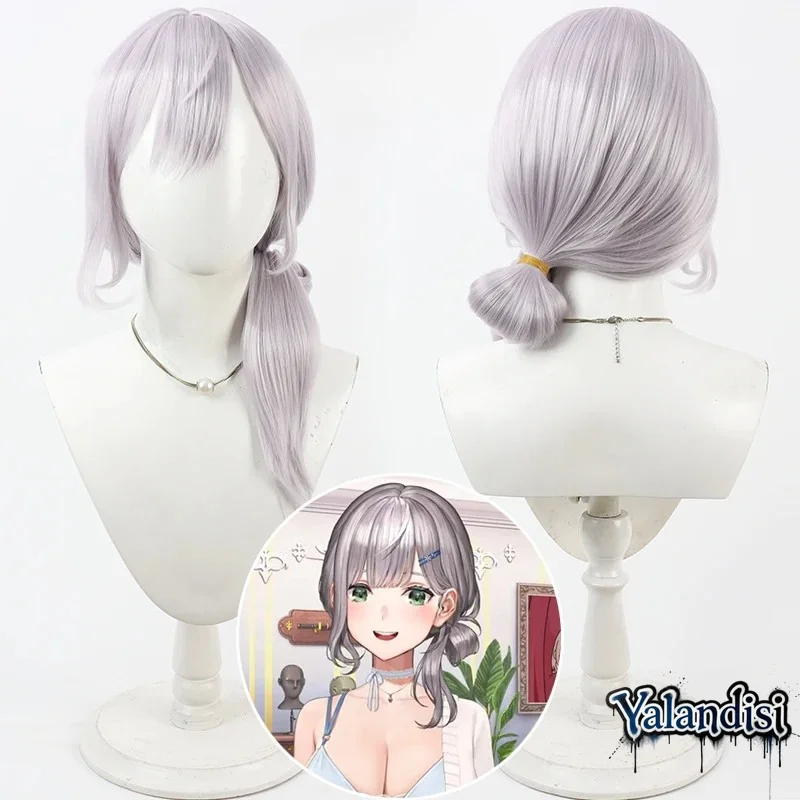 Yalandisi& NIJISANJI Virtual YouTube Shirogane Noel Cos Cosplay Wig Halloween Carnival Party Synthetic Hair Heat Resistant Fiber