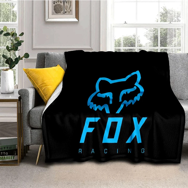 3D-Rennwagen-Schild, F-FOX-Flanelldecke, weiche, warme Überwurfdecke für Schlafzimmer, Wohnzimmer, Bett, Reisen, Camping, Picknick, Geschenk