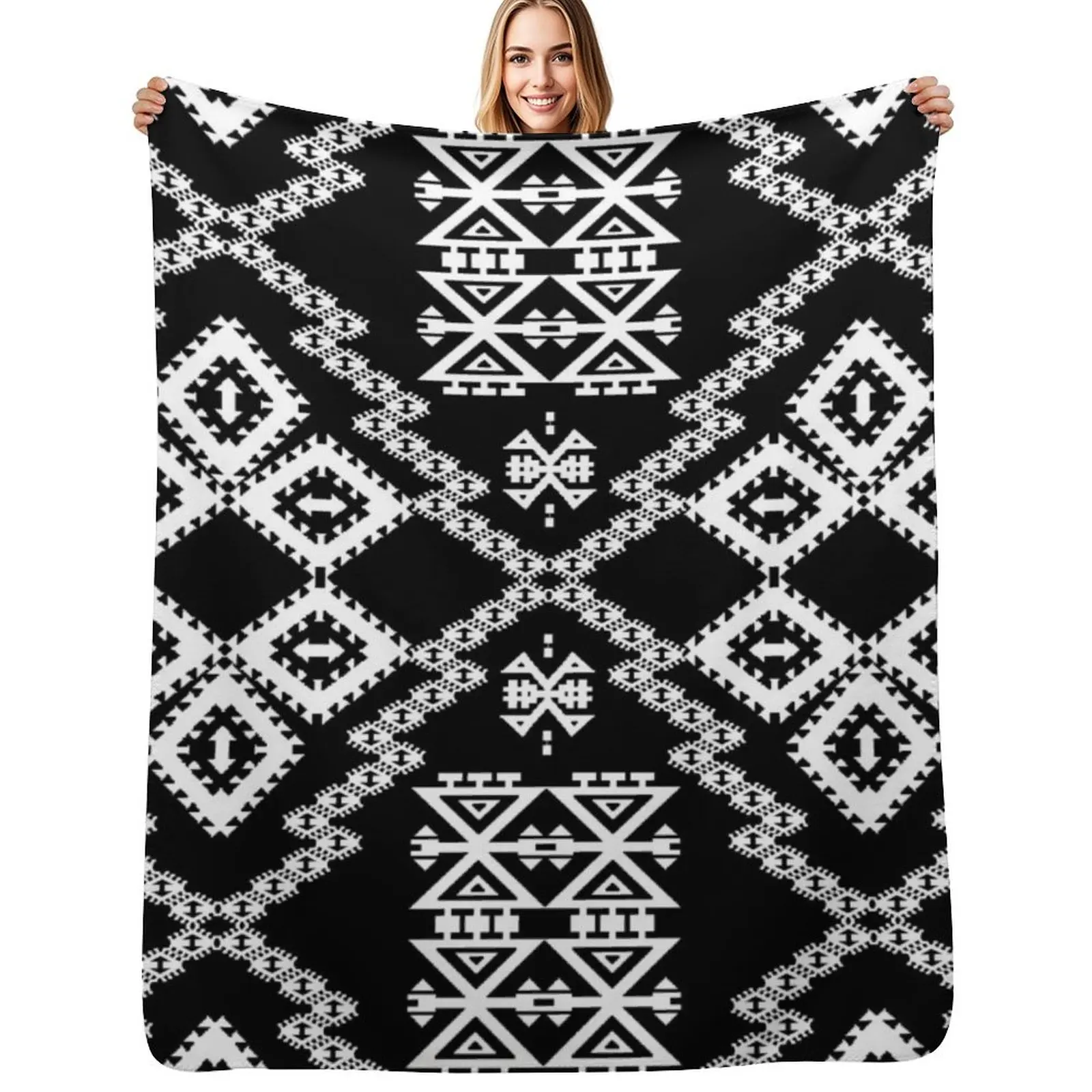 

Black White Aztec 2 Throw Blanket Beach Picnic Thins Winter beds Blankets