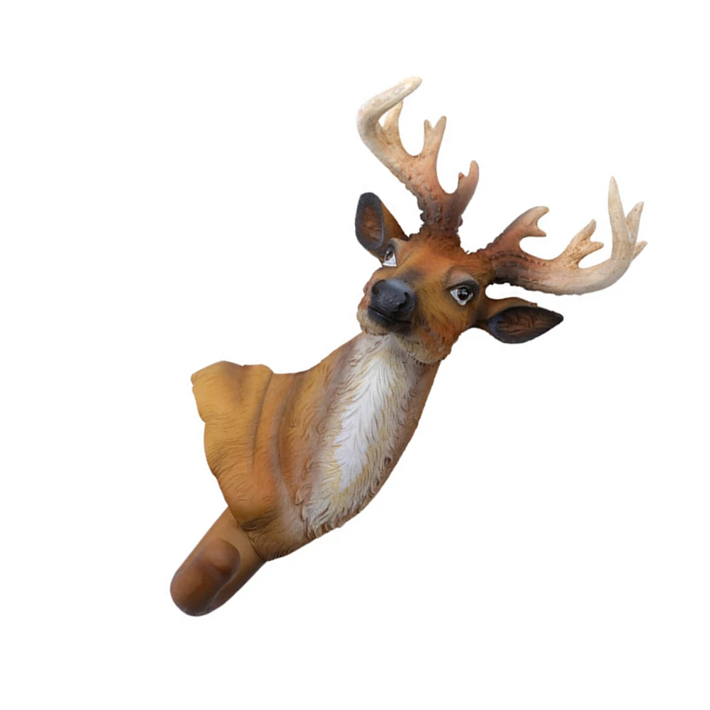 

Deer Head Wall Hook Retro Resin Deer Single Hanger Shape Coat Hat Heavy Duty Decorative Home Office Wall Mount