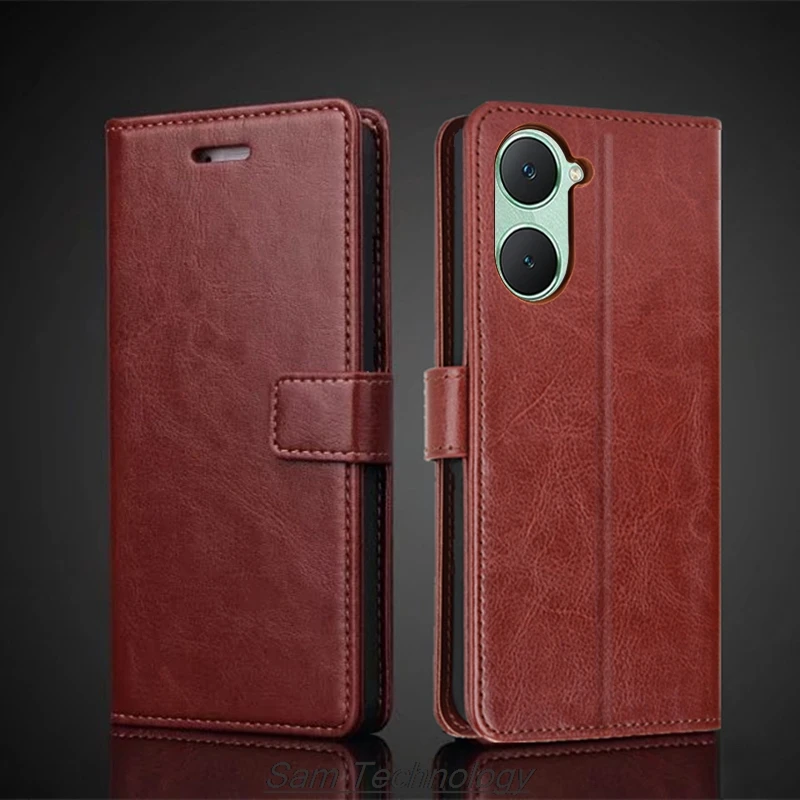 

Card Holder Cover Case for Vivo Y03 Pu Leather Flip Cover Retro Wallet Phone Case for Vivo Y03 Business Fundas Coque